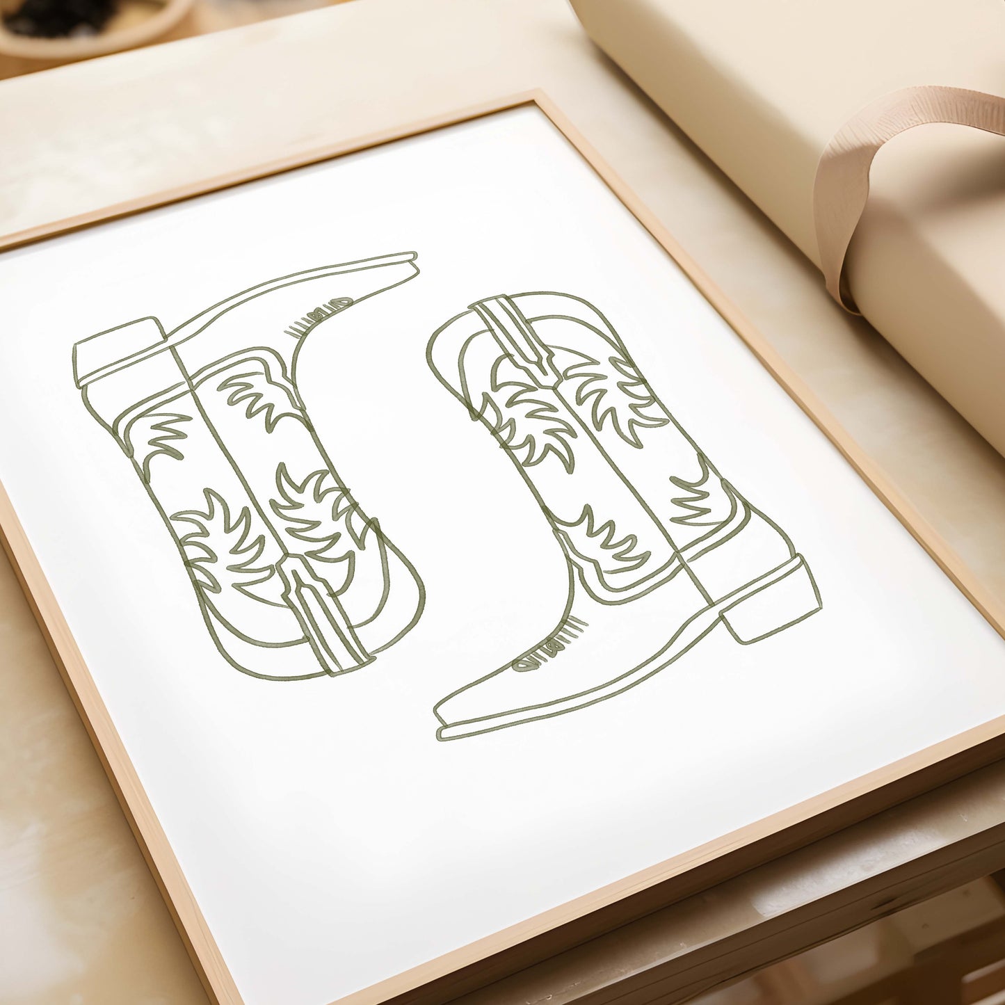 Green Cowboy Boot Outline