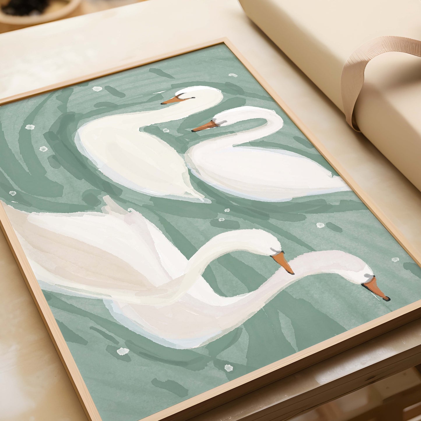 Swimming Swans Print DIGITAL DOWNLOAD