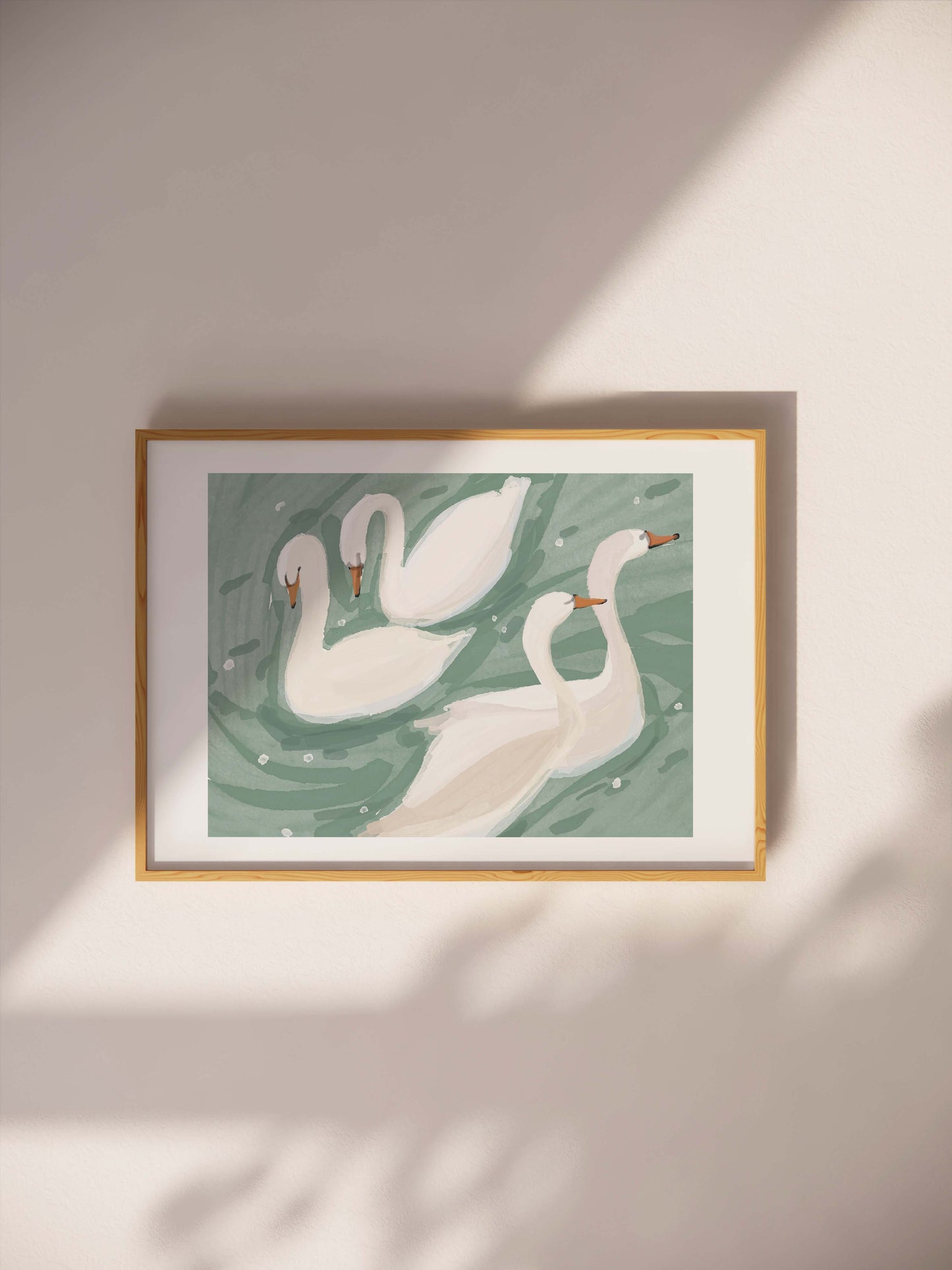 Swimming Swans Print DIGITAL DOWNLOAD