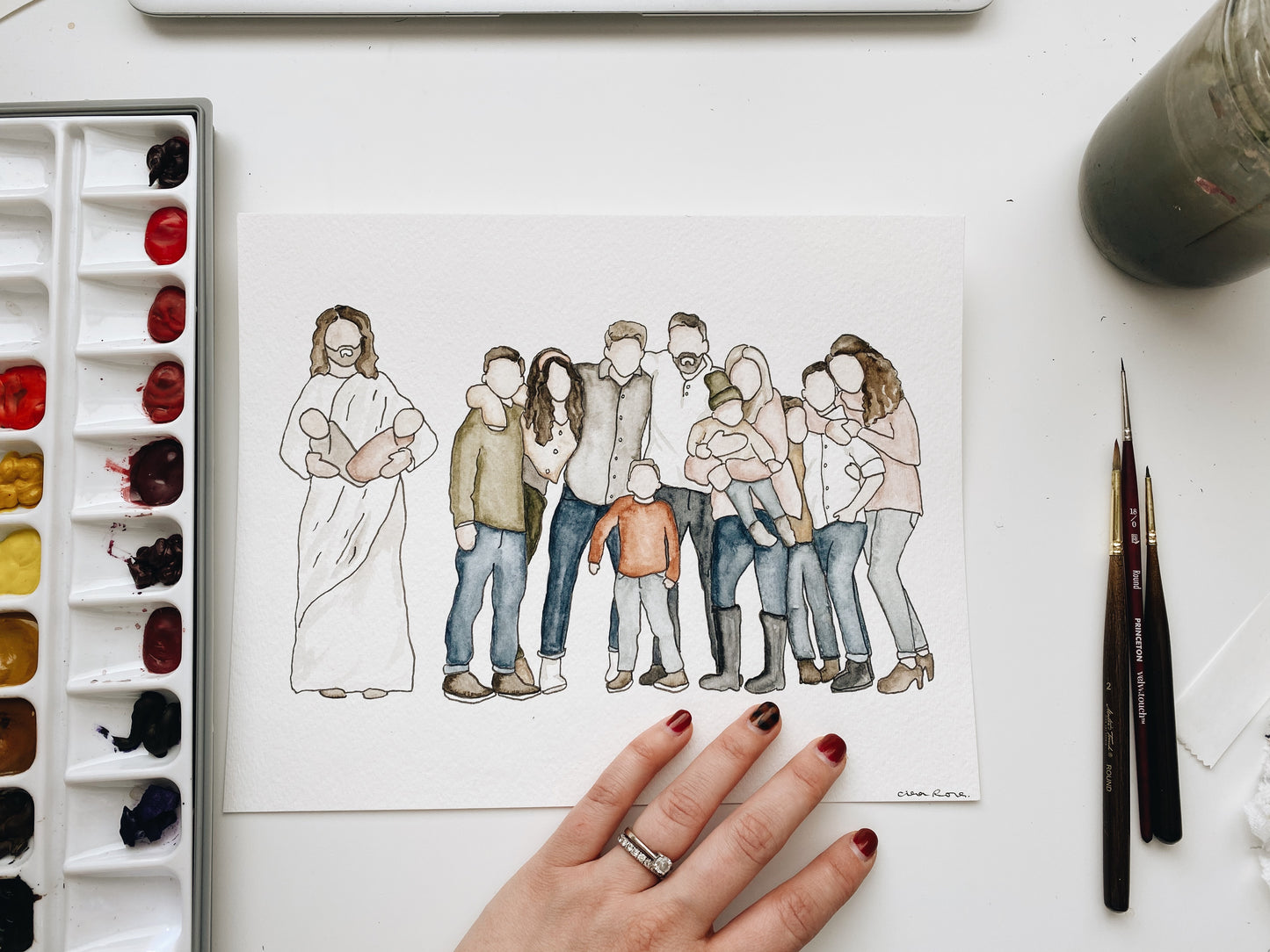 Custom Family Portrait with Jesus